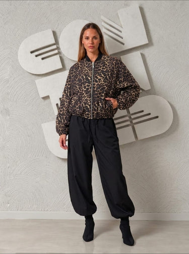 Bomber Oversize Leopardato in Nylon
