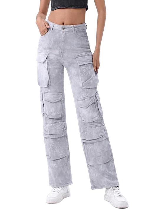 Jeans Cargo marmorizzato in grigio chiaro